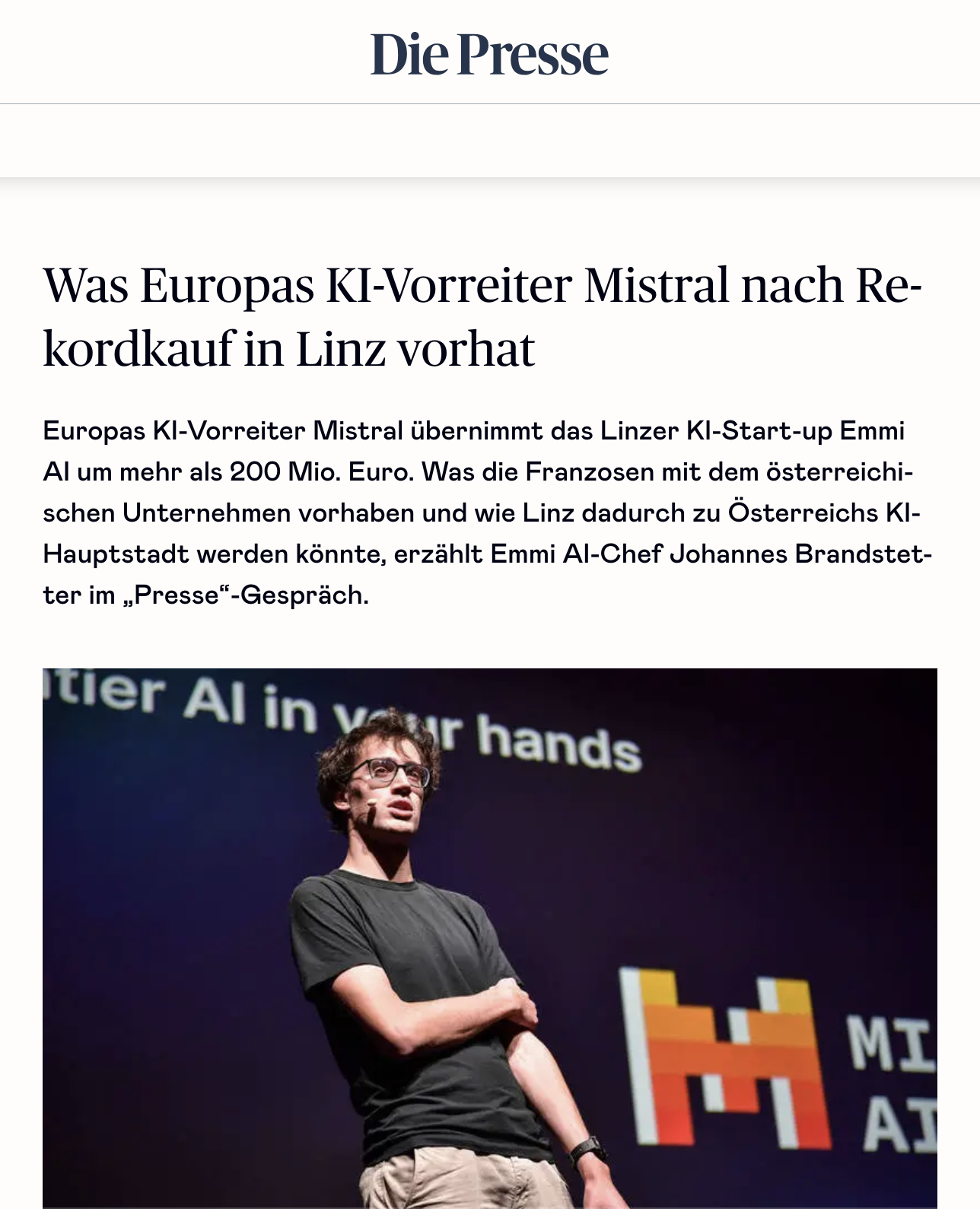 Die Presse — Mistral kauft Linzer KI-Start-up